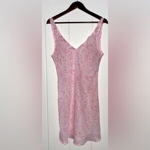 Vintage Victoria Secret Treasures Pink Rose Mini Slip Dress Women L Coquette Y2K